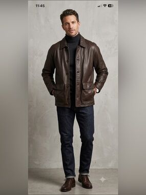 Couture‎ by J. Park Lamb Leather Bomber Jacket Men's Size Large Chocolate Brown